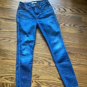 Madewell 9” High-Rise Skinny Dark Denim Jean Size 25 Frayed